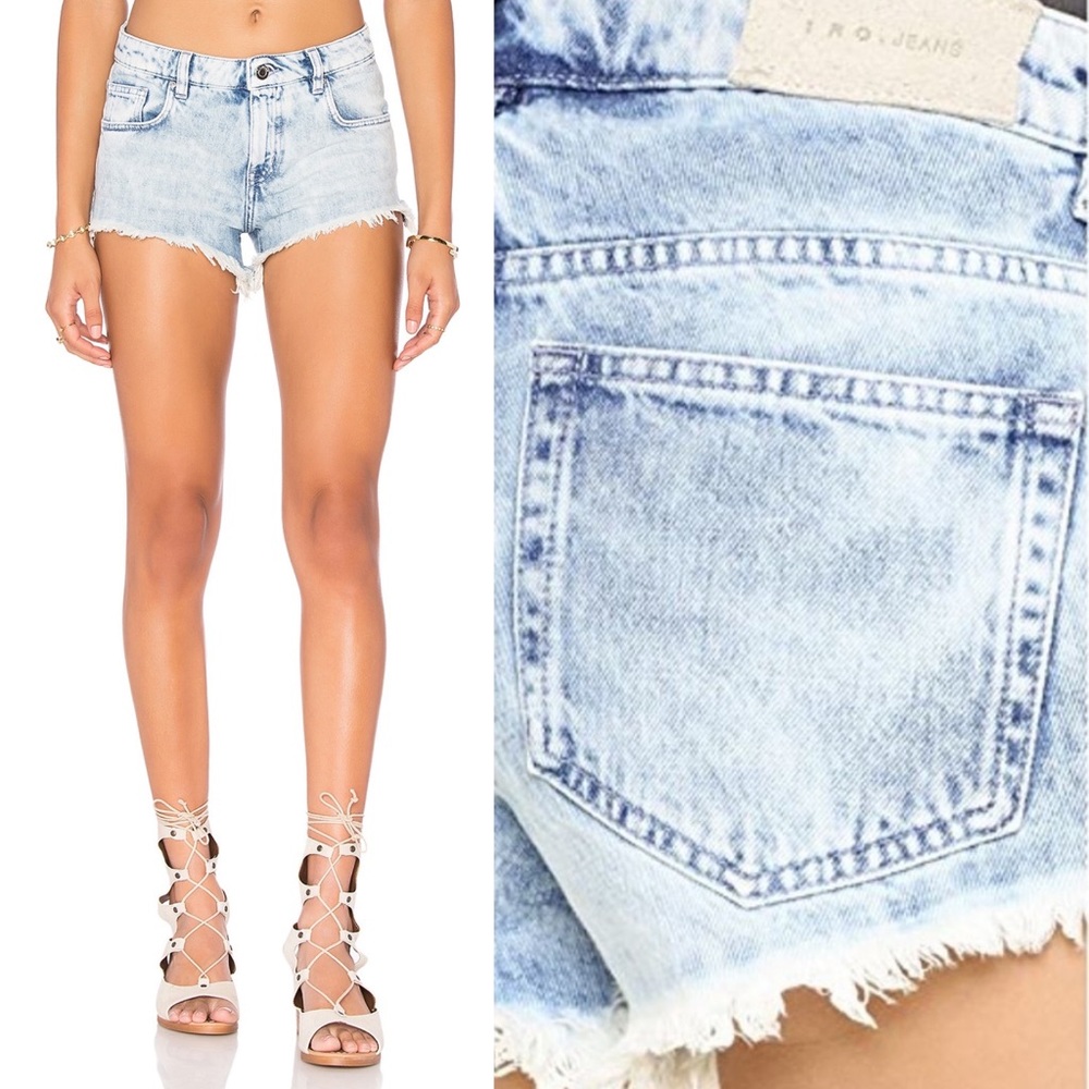 IRO Sanchez Acid Wash Cutoff Denim Jean Shorties Shorts Y2K Snow Bleach Vintage